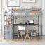 Twin Size Loft Bed with Desk and Shelves, Two Built-in Drawers, Gray - Korvel