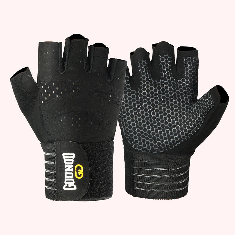 Gants de fitness mi-doigts respirants premium
