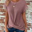 Camiseta de Cuello Redondo de Waffle Sólido de Verano Chic y Cómoda