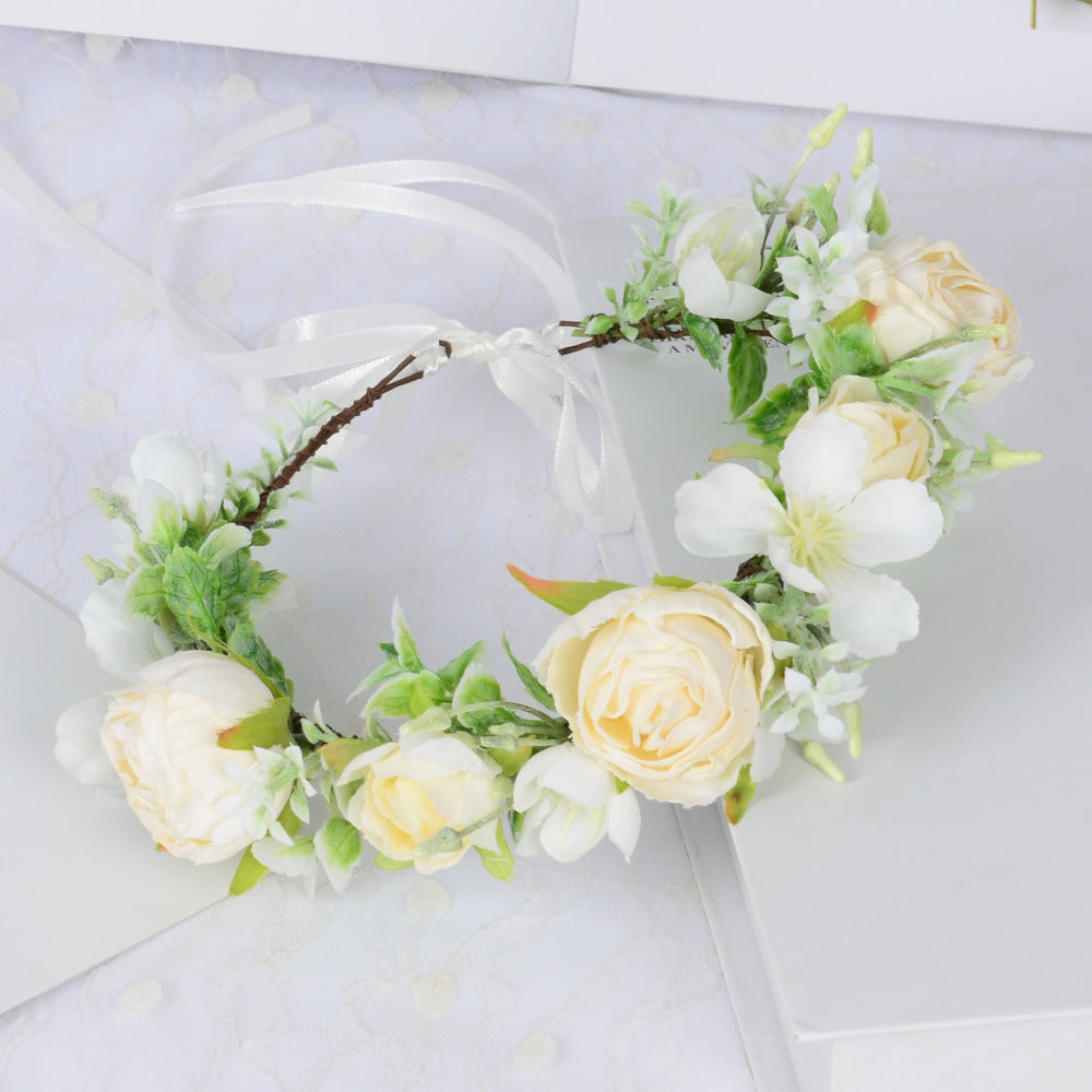 Hawaiian Wreath Wreath Simulation Flower Headwear Forest Fairy Girl Style Scenic Area Photo Headflower - Korvel