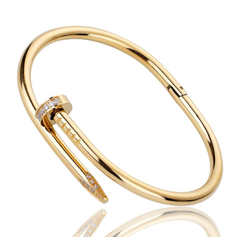 Diamond titanium steel bracelet for women, light luxury, non fading card home nail bracelet - Korvel