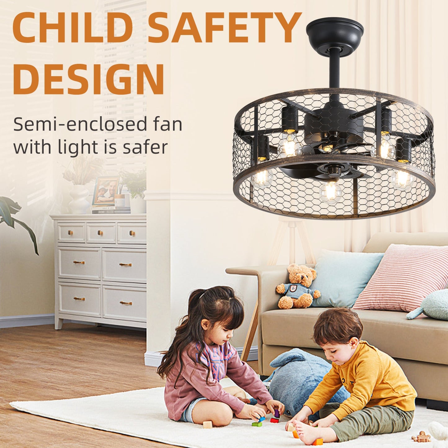 19.7-Inch Classic Ceiling Fan with Light