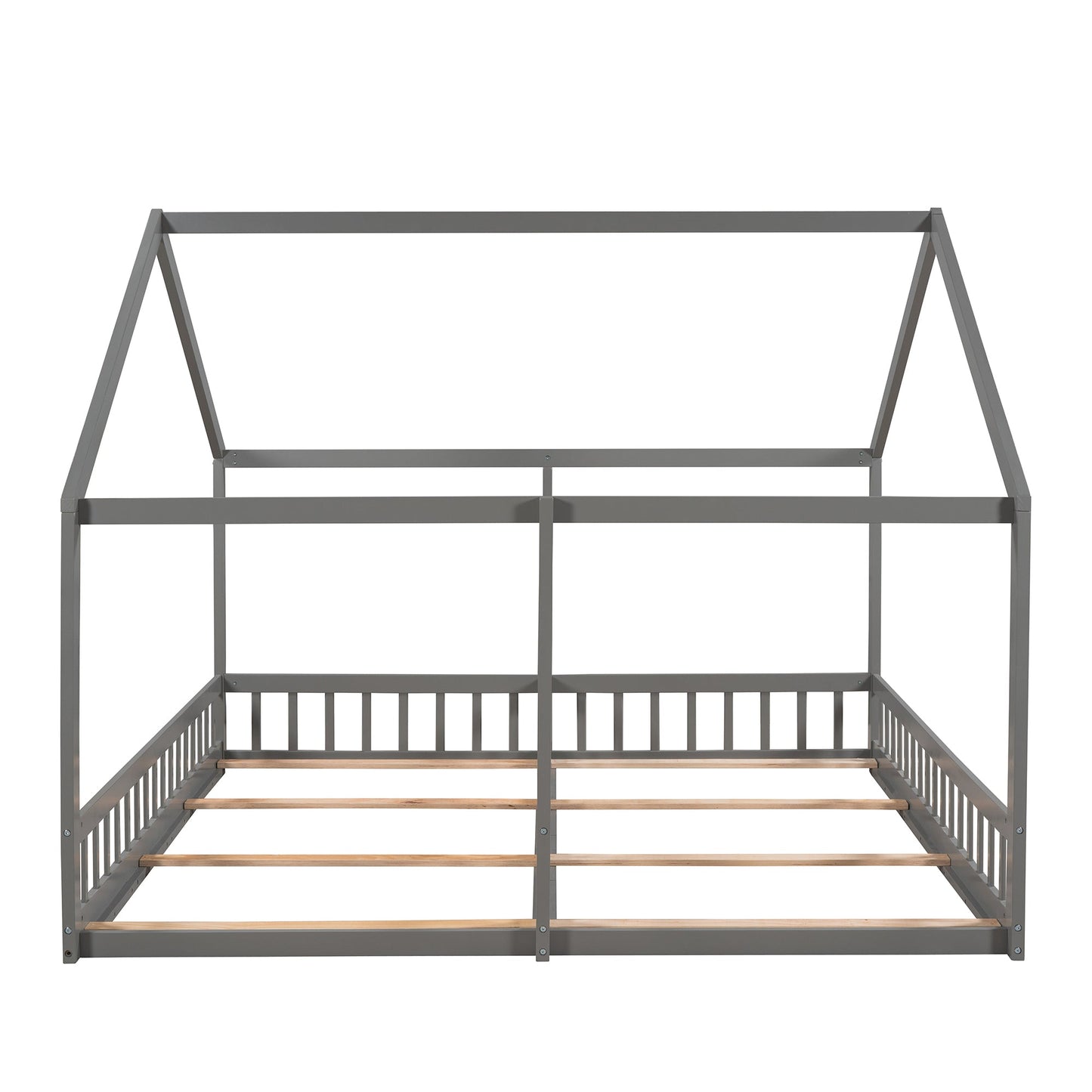 Twin Size House Platform Beds Two Shared Beds Gray - Korvel