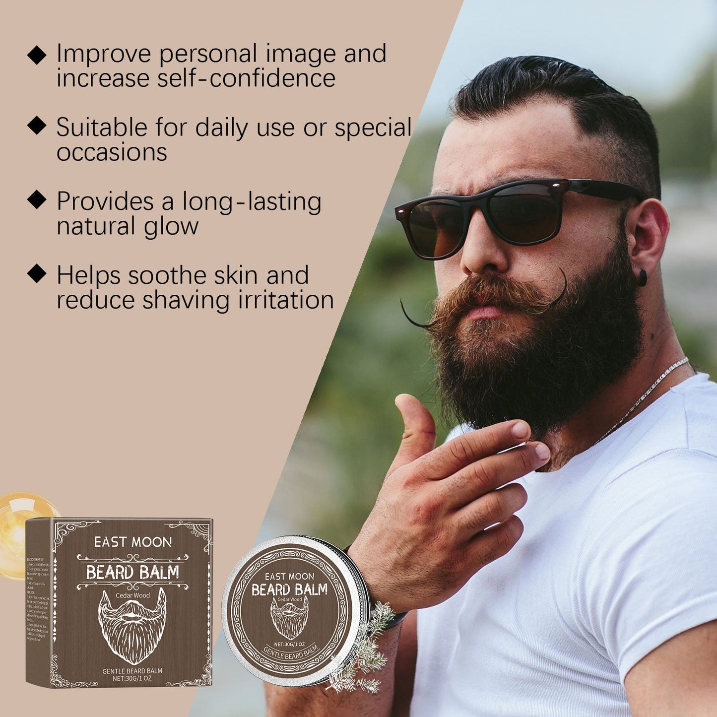 Cera para Barba de Madera de Cedro - Crema Nutritiva para Barba