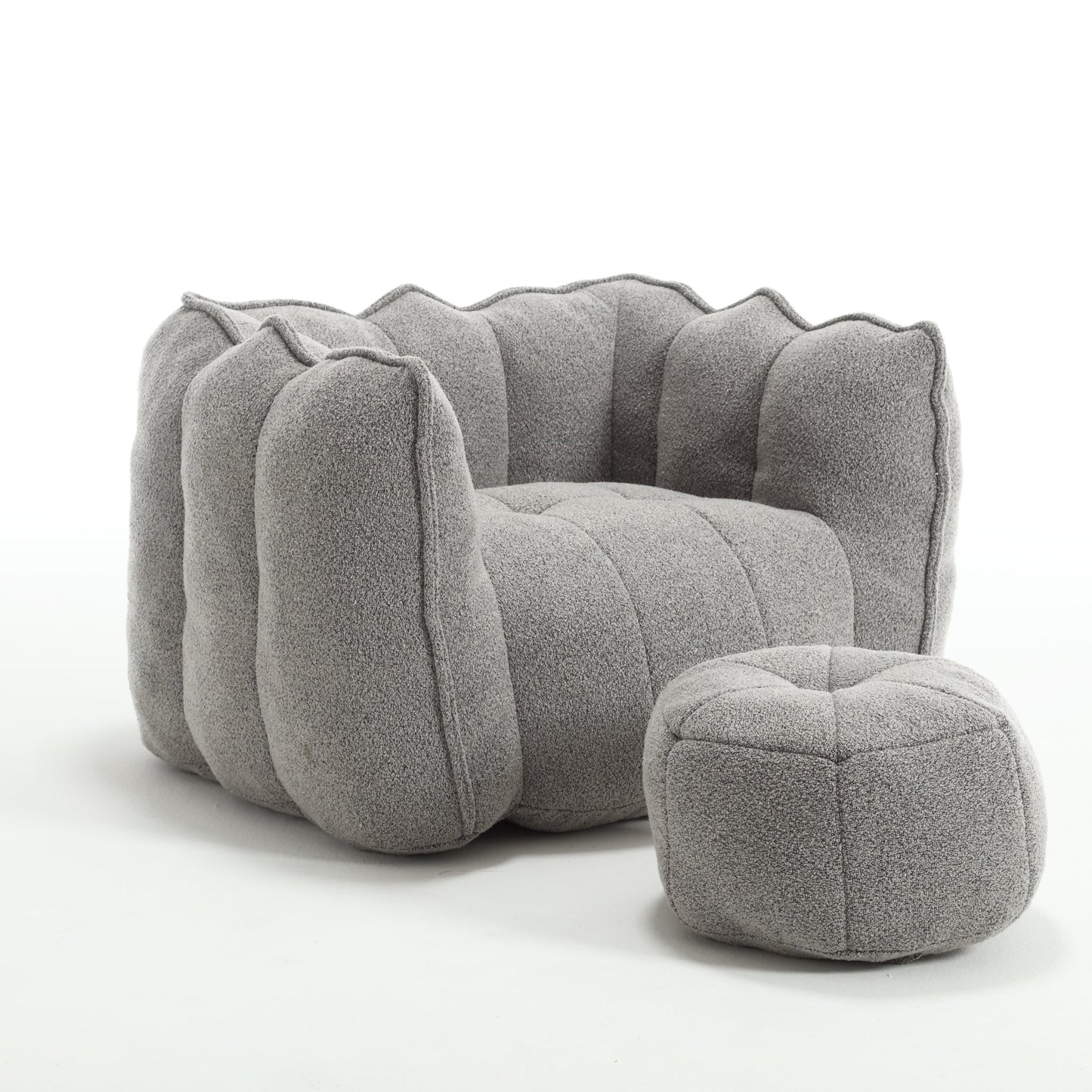 Soft Bean Bag Chair with High Resilient Foam(Chips)for living room and bedroom,Comfortable Square Lazy Sofa with Footstool - Korvel