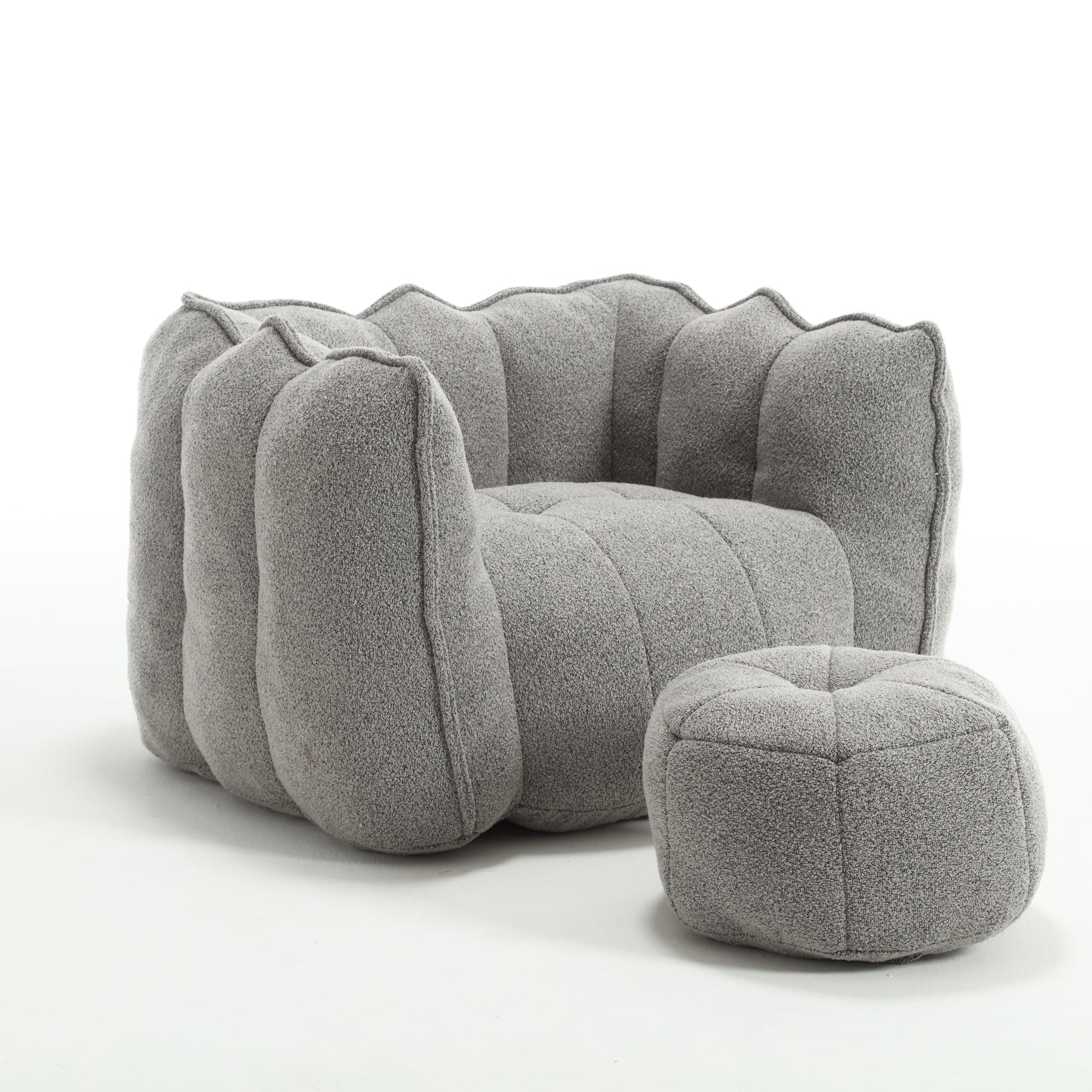 Soft Bean Bag Chair with High Resilient Foam(Chips)for living room and bedroom,Comfortable Square Lazy Sofa with Footstool - Korvel