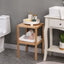 Étagère de salle de bain d'angle en bouleau à 2 niveaux - Unité de rangement en bois naturel