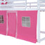 Elegant Twin Size Bunk Wood House Bed in Pink and White