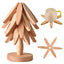 Tree-Shaped Wooden Trivet Set with Stand - 4 Pieces