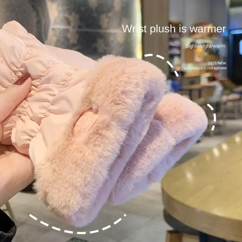 Guantes de Invierno Acolchados Lindos para Mujeres - Algodón y Forro Polar