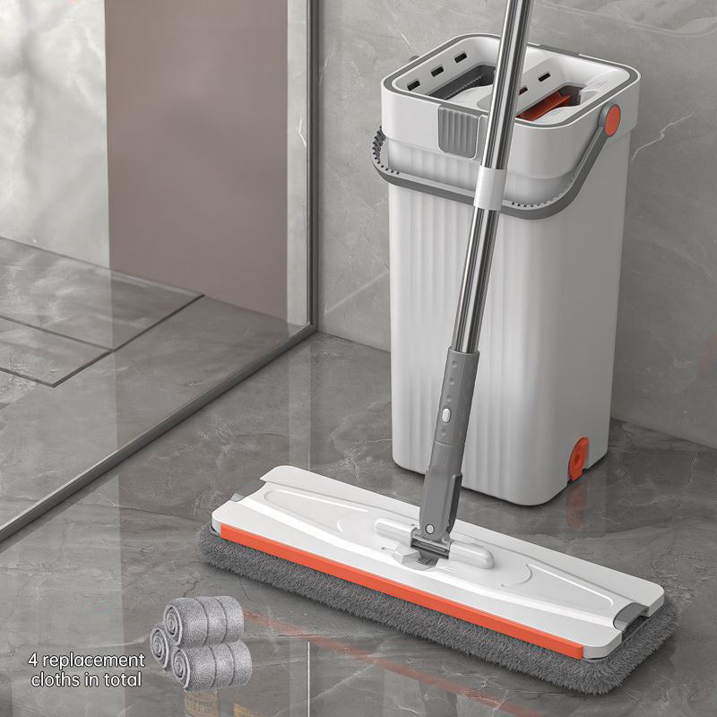 A 33cm Home Floor Cleaning Set: Hand Free Flat Mop & Bucket, 360° Rotating, Washable Microfiber, Lazy Cleaning Tool. - Korvel