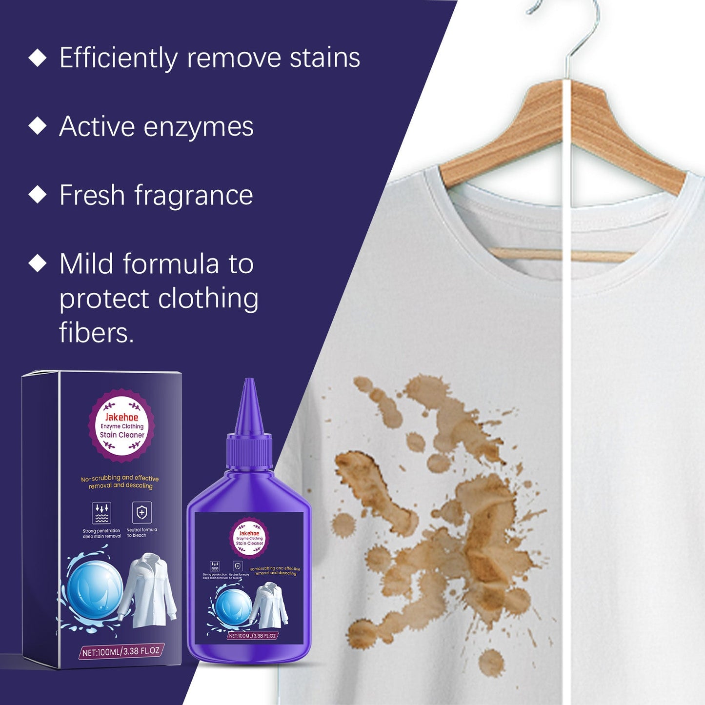 Active Enzyme Clothing Stain Remover Yellow Stain Stain Remover Mildew Stain Remover Clothing Stain Remover Mild Cleaning Solution - Korvel