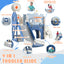 9-1 Toddler Slide Set,Kids Slide for Toddlers Ages 1+, Basketball Hoop, Tunnel and Storage Space, Pirate Ship Themed Slide - Korvel