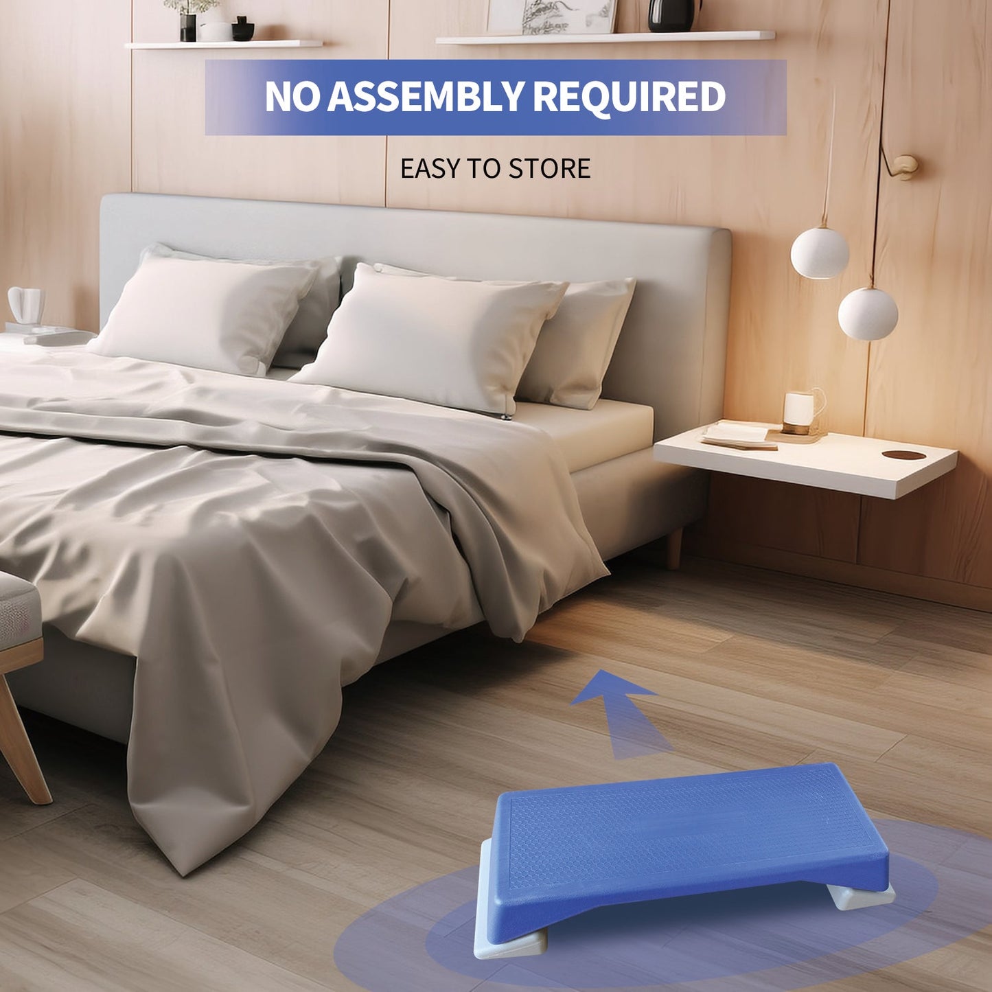 Aerobics Step Platform Height-Adjustable Fitness Equipment Stepper Trainer Exercise Step Platform Sliding Lifting Pad Blue - Korvel