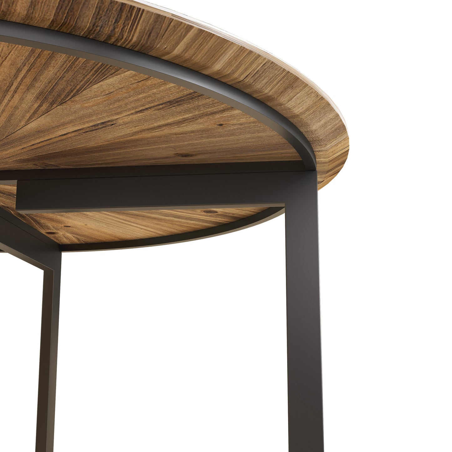 31.5 "Round Coffee Table Stand Wooden Double Layer Coffee Table with Open Storage Space and Metal Table Legs - Korvel