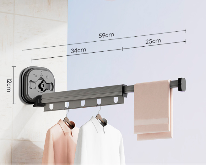 Multifunctional Retractable Fold Away Clothes Drying Hanger Space-Saving Bathrooms Usage - Korvel
