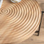 33"Modern Thread Design Round Coffee Table MDF Table Top with Cross Legs Metal Base - Korvel