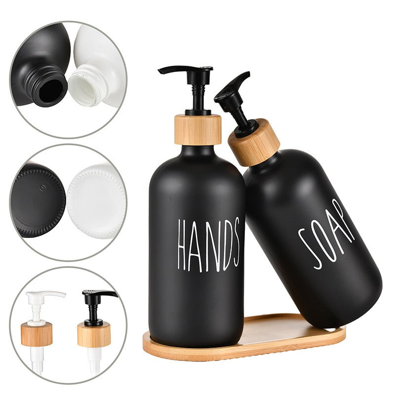 Distributeur de savon en verre élégant 500ml Boston avec capuchon en bois