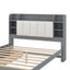 Wood Queen Size Platform Bed with Storage Headboard  Shelves and 2 Drawers  Gray - Korvel