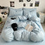 Washed Cotton Solid Color Double Spliced Four-Piece Bedding Set - Sheet, Quilt Cover, Pillowcases for Employee and Dormitory Use - Korvel