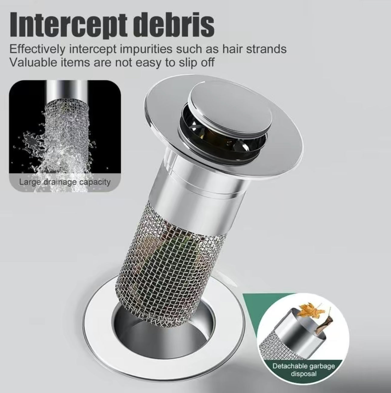 Attrapeur de Drain Sans Obstruction - Solution Universelle pour Évier