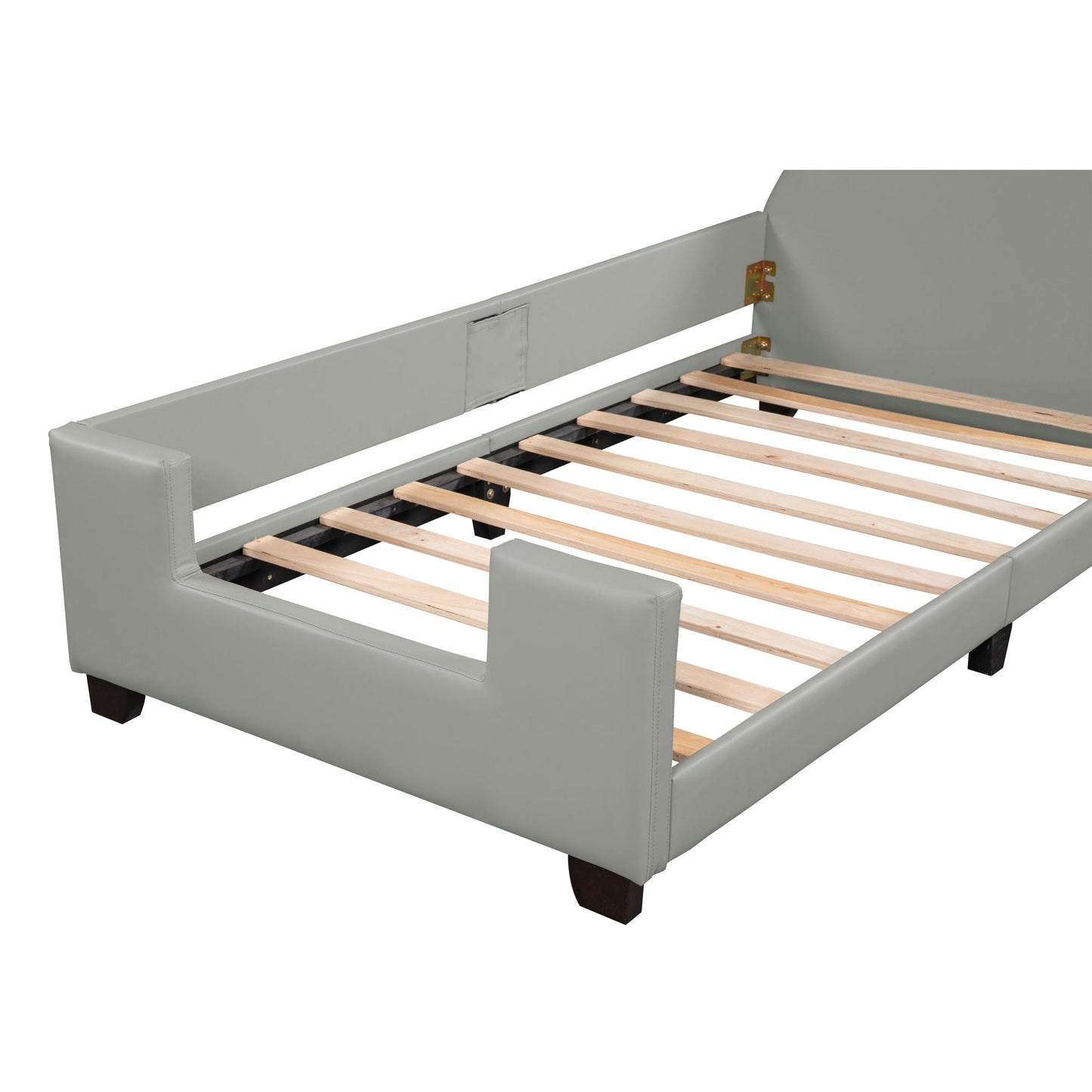 Twin Size Upholstered Daybed with Carton Ears Shaped Headboard  Grey - Korvel