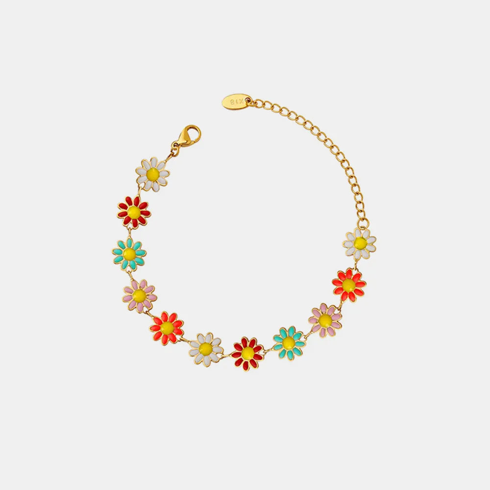Titanium Steel Oil Drip Flower Bracelet - Korvel