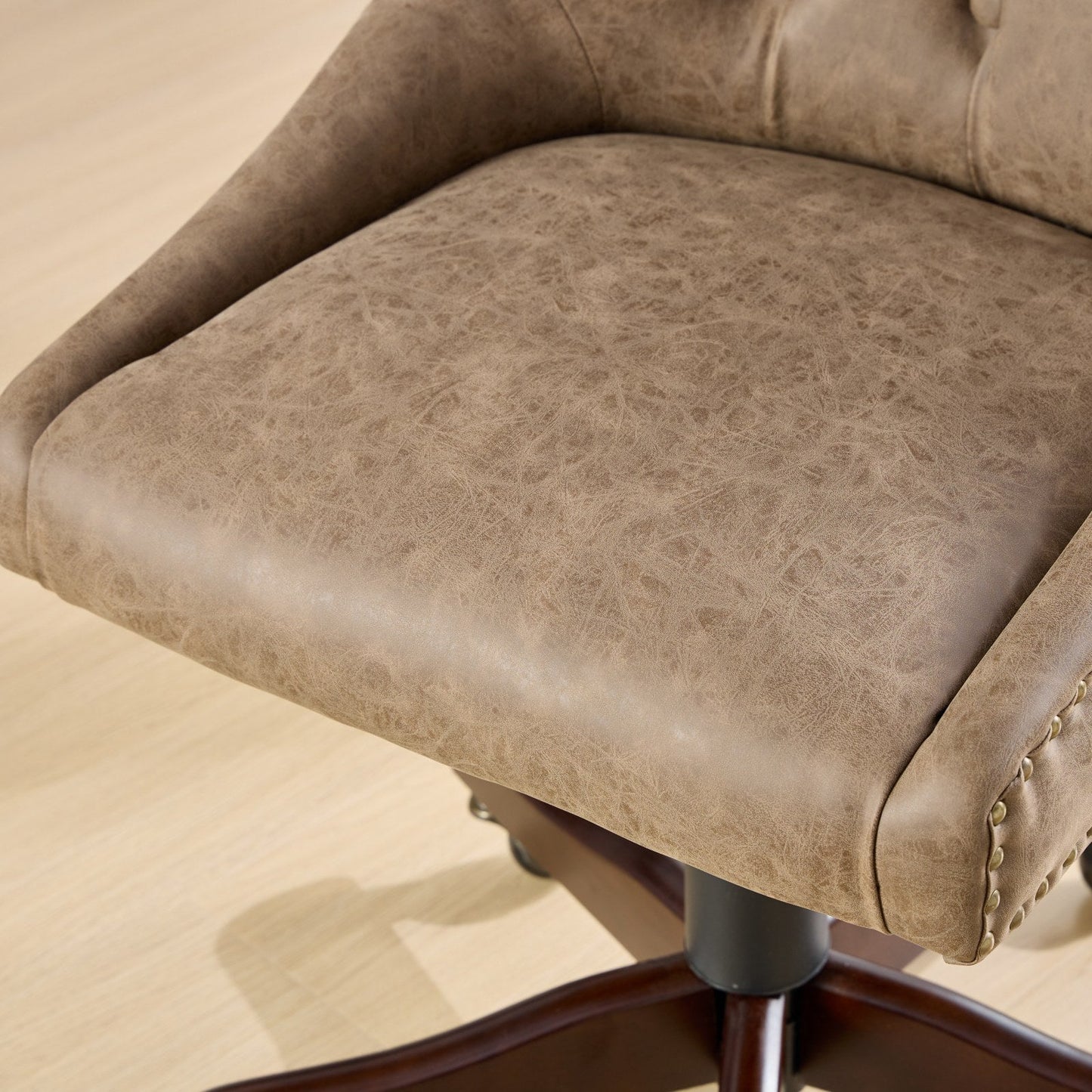 Silla de Oficina de Estilo Retro Medieval de Piel de Oveja - Marrón
