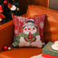 Housse de coussin de Noël tissée - Design d'élan et de bonhomme de neige