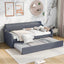 Twin Size Upholstery Daybed with Trundle & USB Charging - Gray
