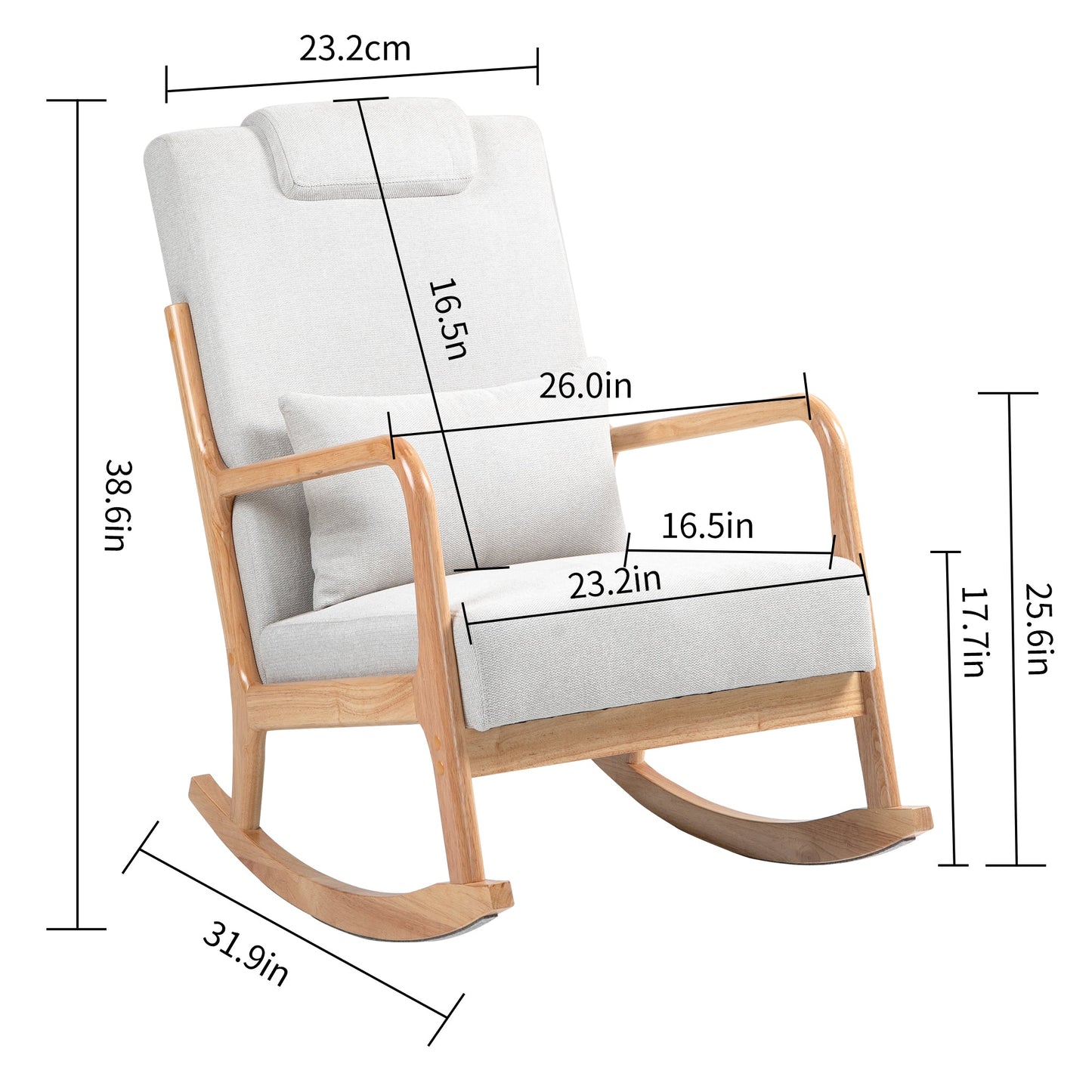 Chaise Berçante Rembourrée Classique avec Coussin Lombaire