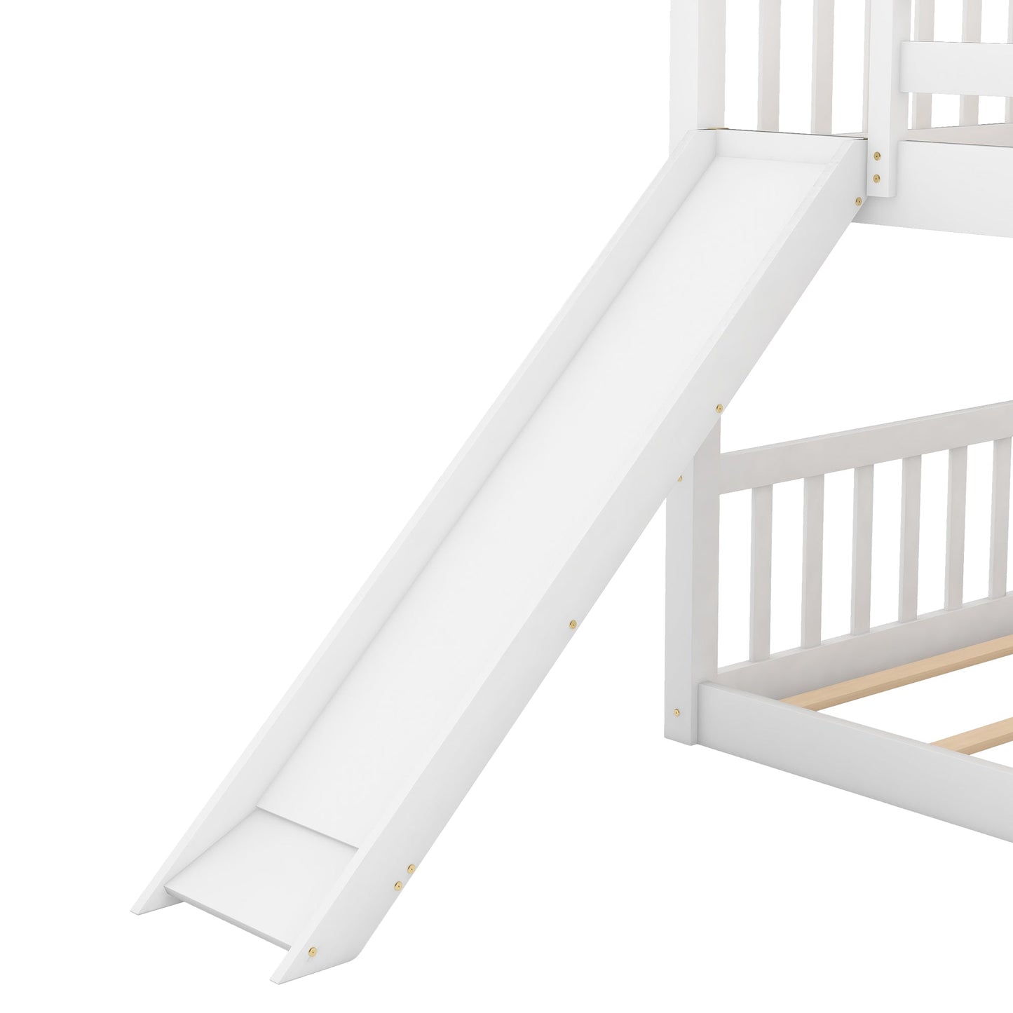 Twin Over Twin Bunk Bed with Convertible Slide and Ladder - White
