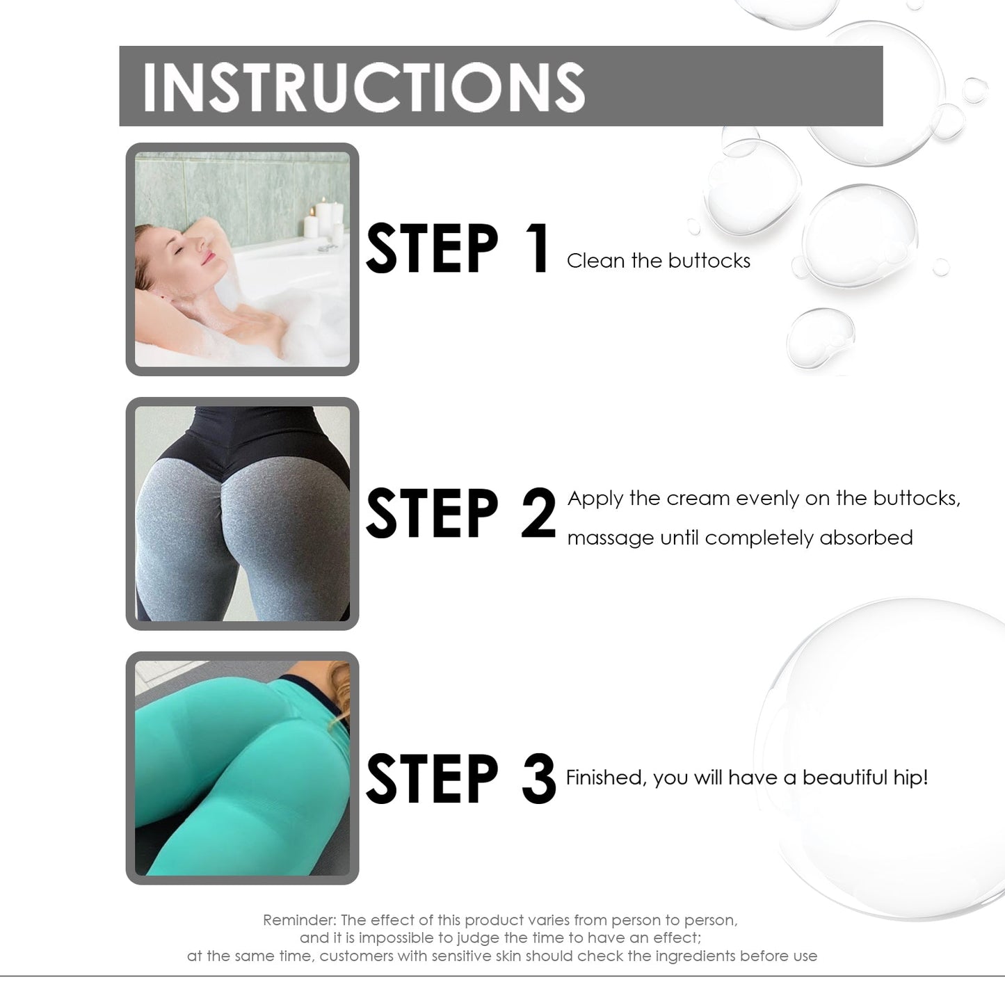 Hip Lift Cream, Firming Moisturizing Massage Slimming Hips Treatment Cream - Korvel