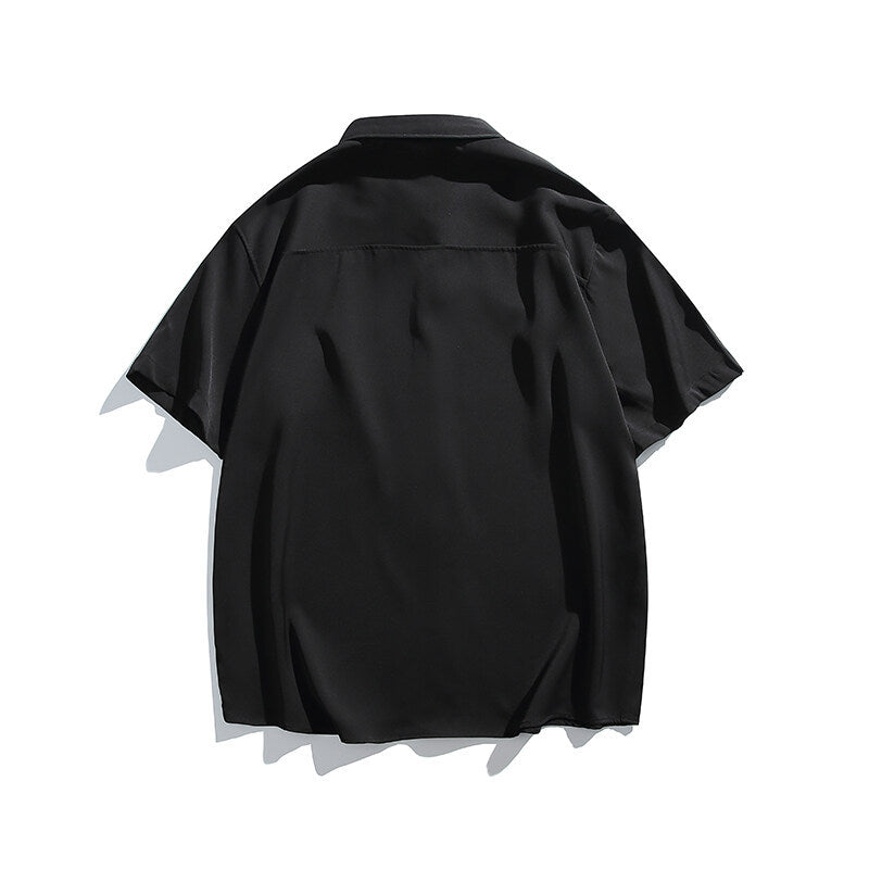 Letter embroidery loose casual short sleeved shirt for men - Korvel
