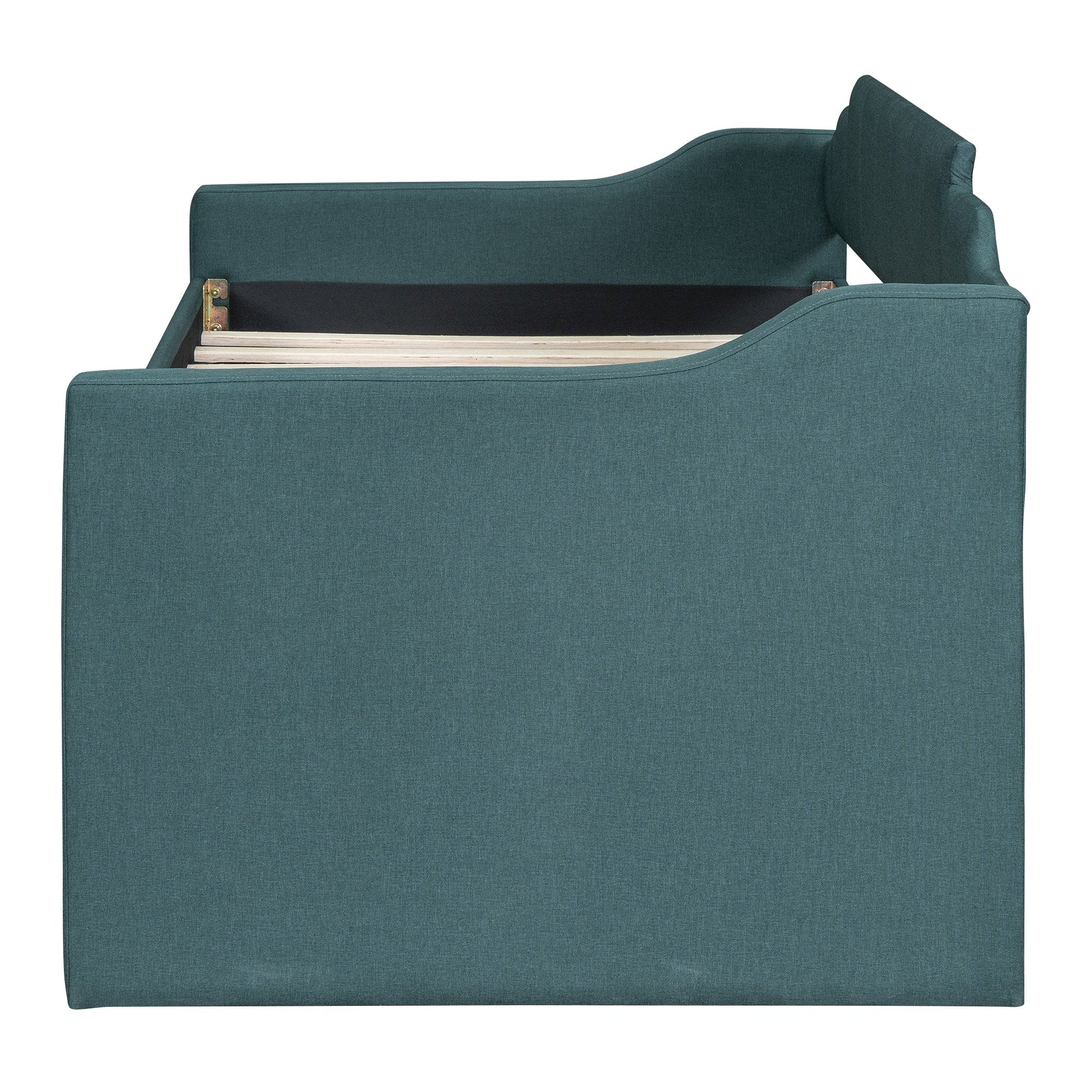 Twin Size Upholstered Daybed with Trundle and Three Drawers,Green - Korvel