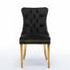 Elegant Black Velvet Dining Chair Set with Gold Accents