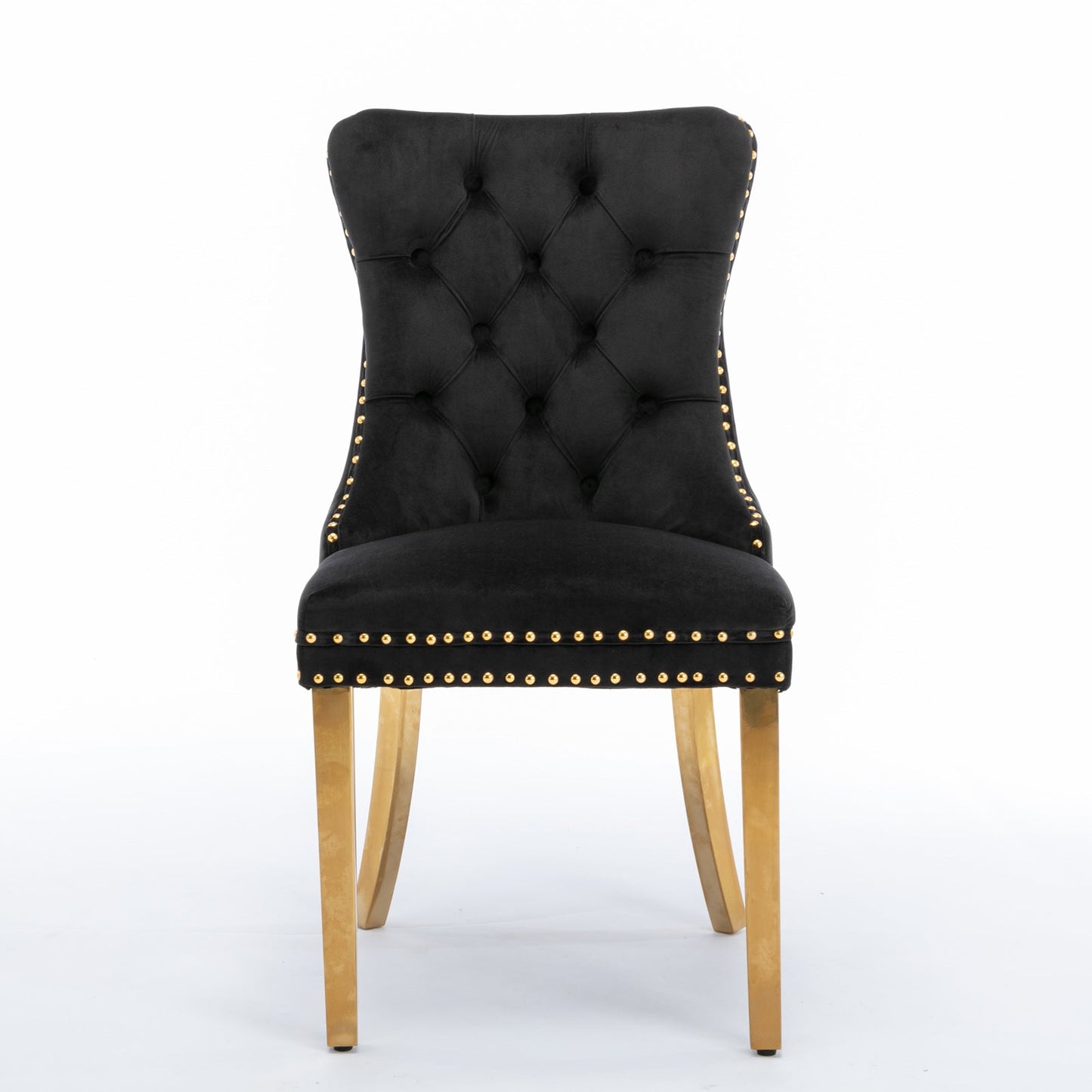 Elegant Black Velvet Dining Chair Set with Gold Accents
