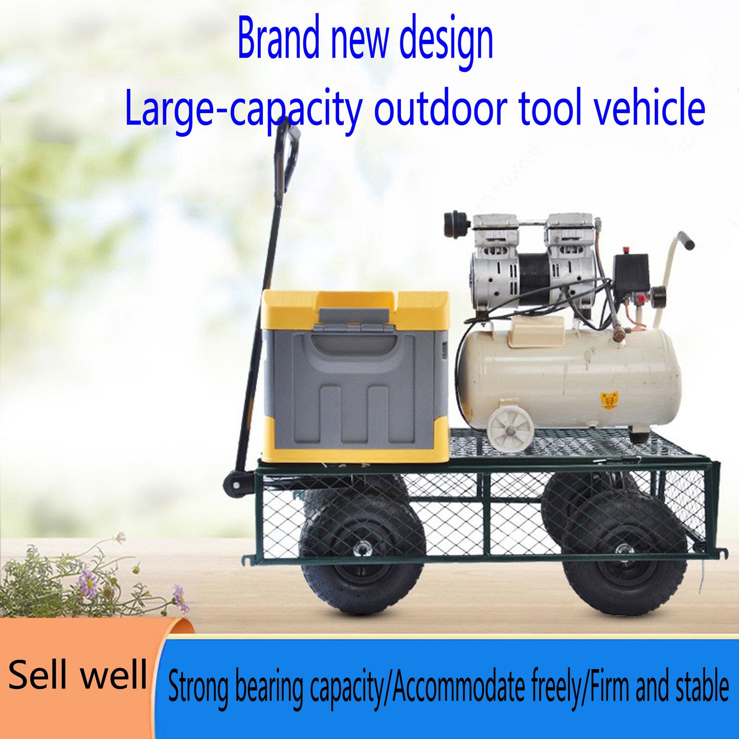 Wagon Cart Garden cart trucks make it easier to transport firewood (green) - Korvel