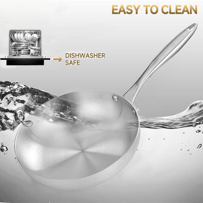 Premium 304 Stainless Steel Three-Layer Frying Pan