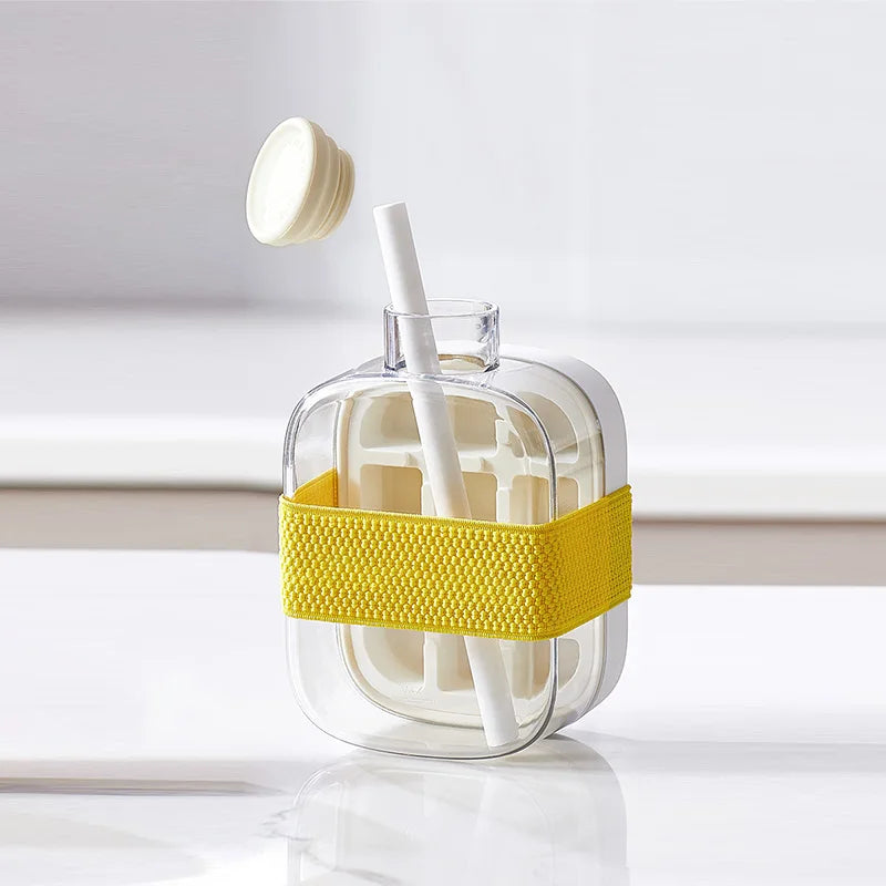 Ice Tray Ice Cube Mold Press Ice Maker With Lid 2-in-1 Ice Cube Bottle Food Grade Ice Making Straw Dual-use Ice Kettle - Korvel