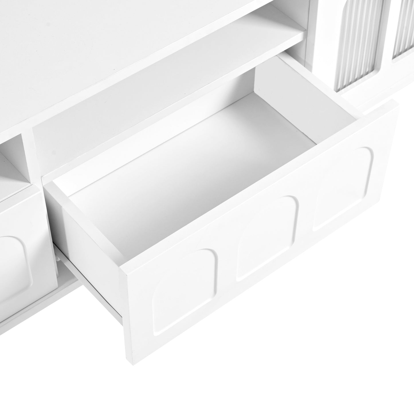 Two sets of ON-TRANS cream style TV stands and coffee tables, suitable for TVs under 80 inches, white - Korvel