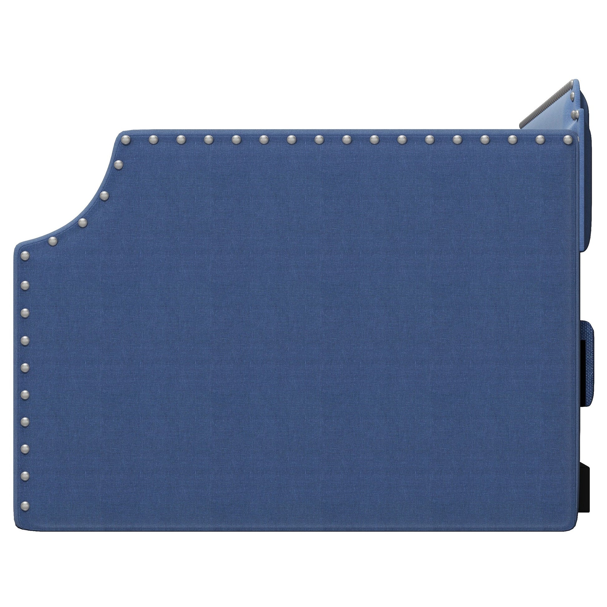Upholstered Daybed with Trundle, Wood Slat Support,Upholstered Frame Sofa Bed Twin Blue - Korvel