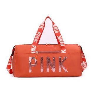 New fitness bag, shoe compartment, dry wet separation bag, sports travel bag, shiny pink letter single shoulder crossbody bag - Korvel