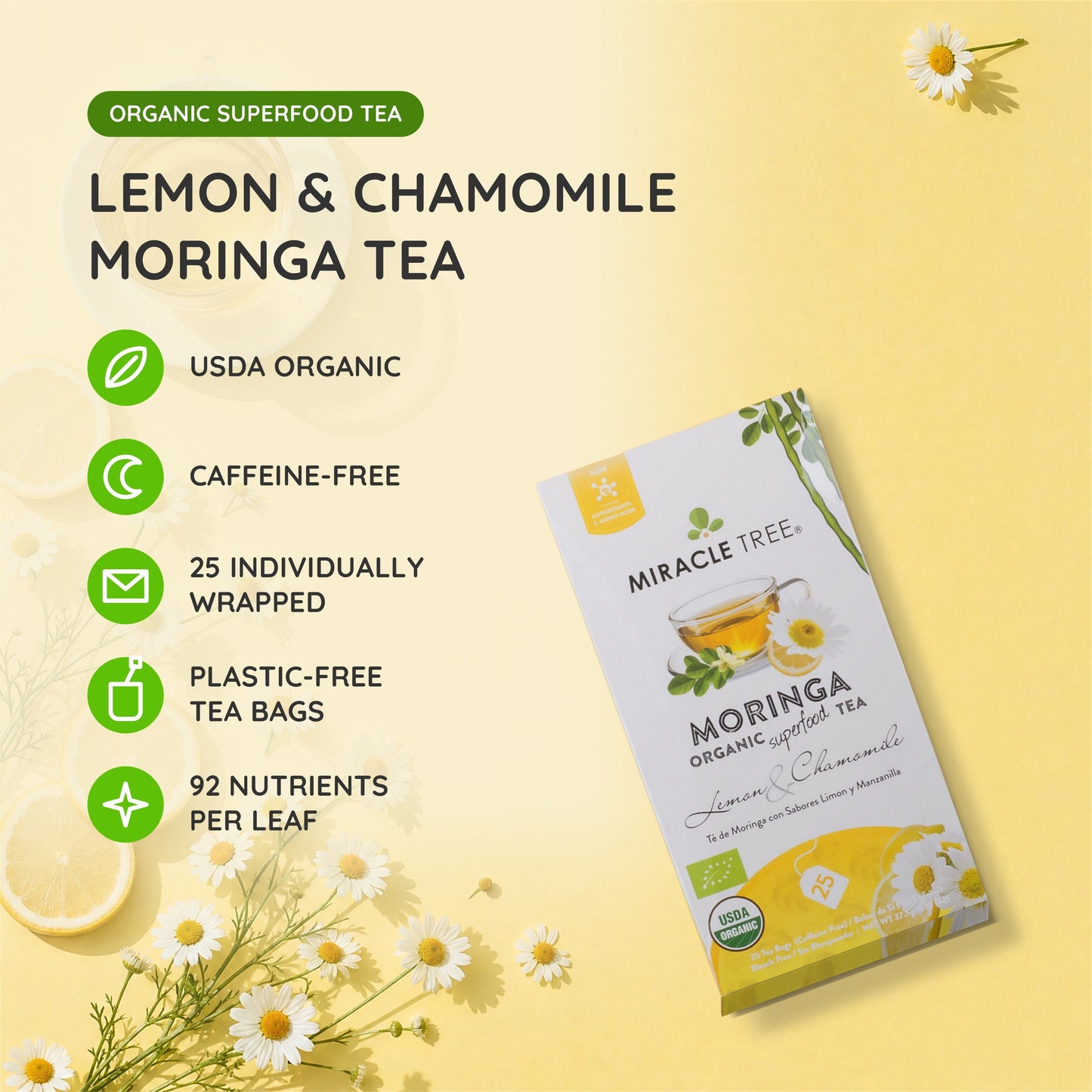Organic Moringa Tea with Lemon & Chamomile