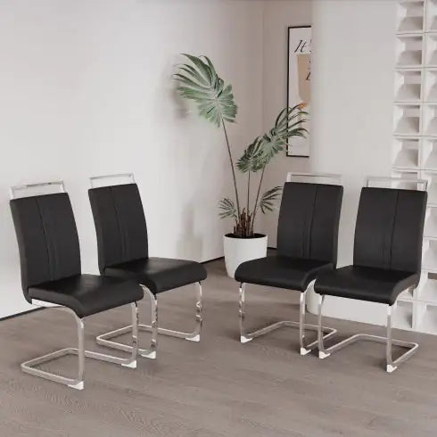 Modern PU Faux Leather Dining Chairs - Set of 4
