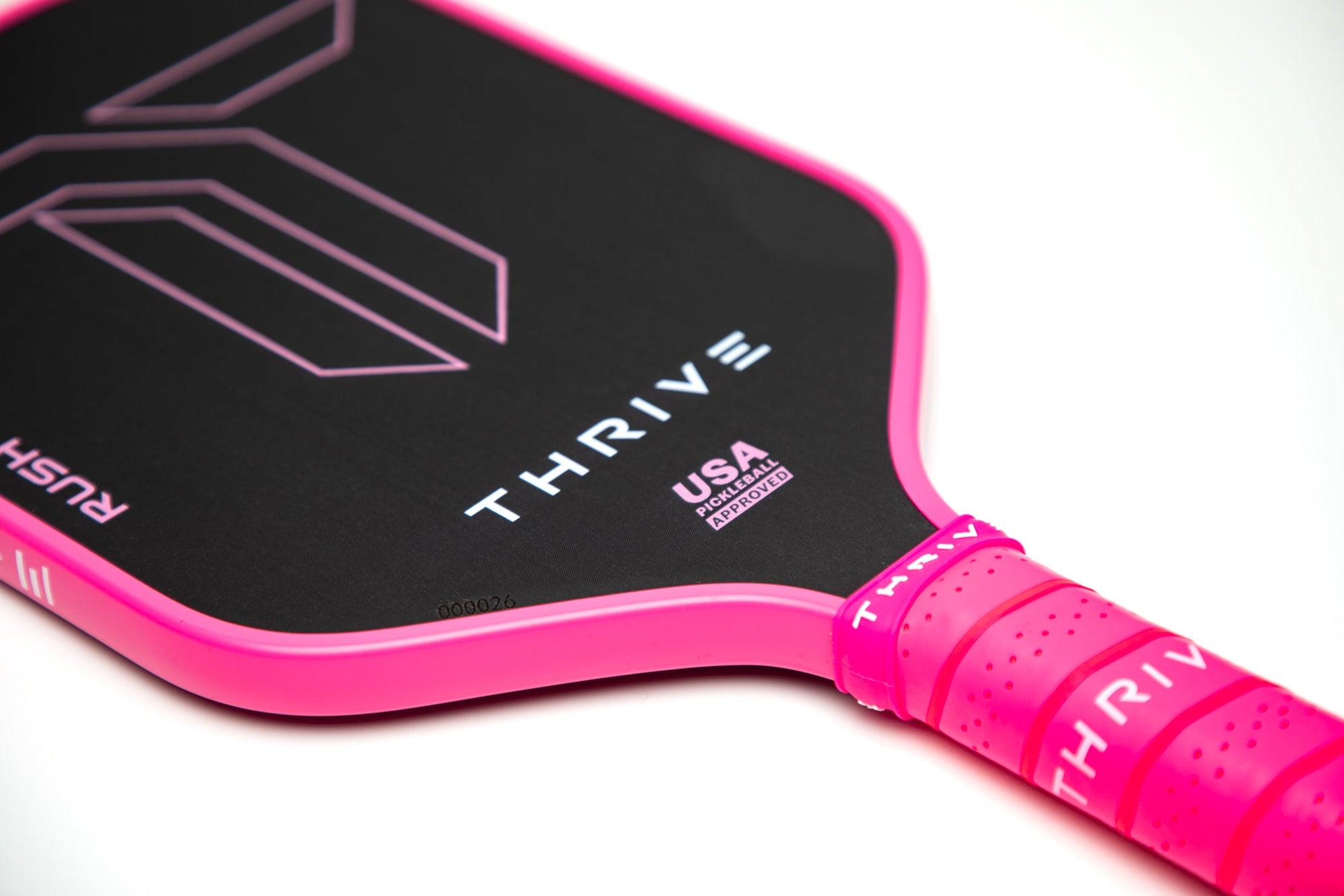 RUSH 13 Pink Singles Paddle - Power Meets Precision with Custom Accessories - Korvel