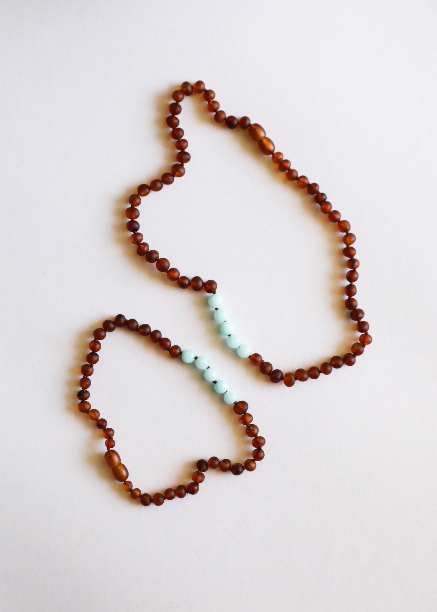 Raw Cognac Baltic Amber & Amazonite Necklace Set