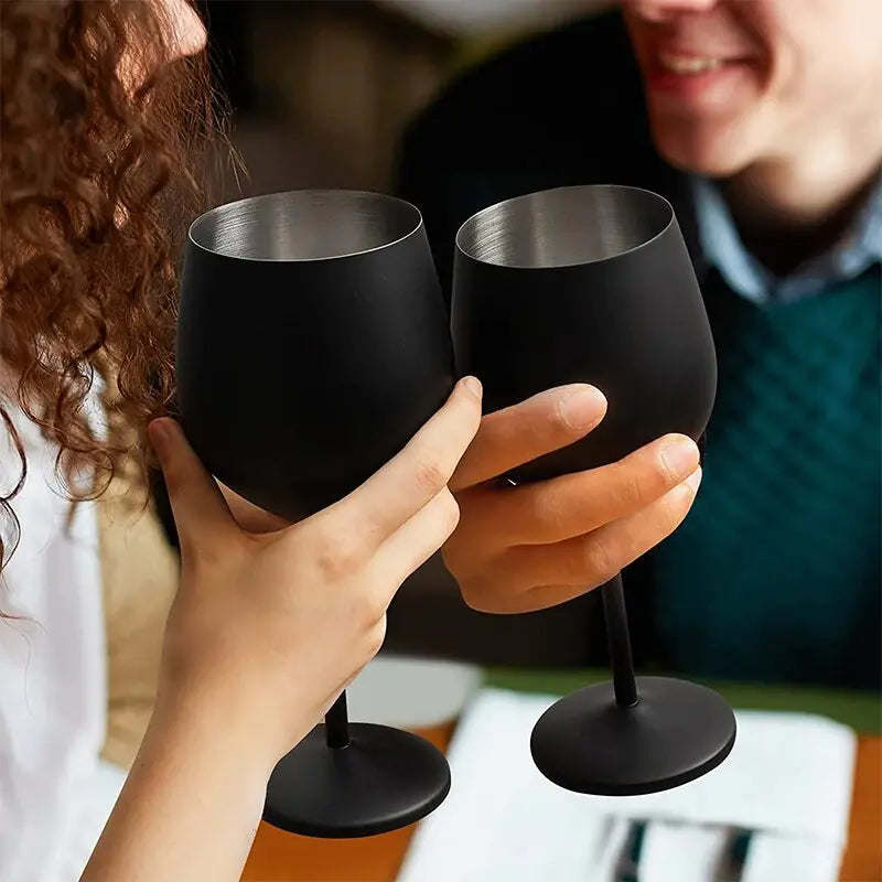 Elegant Stainless Steel Wine Glasses with Black Plating