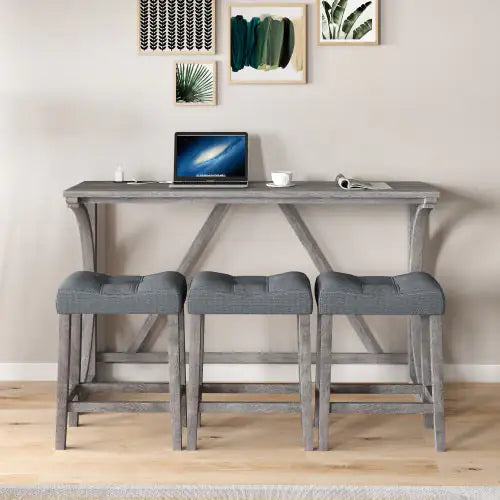 Bar Table Set with Power Socket for Dining and Game Rooms