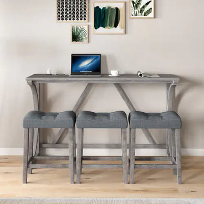 Bar Table Set with Power Socket for Dining and Game Rooms
